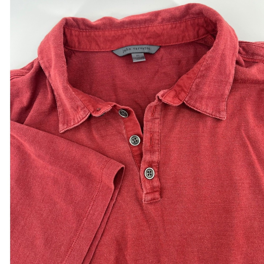 John Varvatos Polo Shirt Mens XL Red Silk Cotton Short Sleeve K212U1